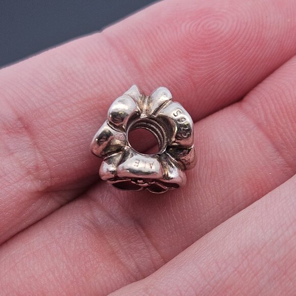 Pandora 925 Sterling Silver Red Poppy Flower Bead Charm - Picture 8 of 8